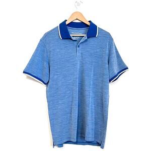 Wool & Prince Mens Polo Shirt Size L Teal Blue Merino Wool Short Sleeve Golf